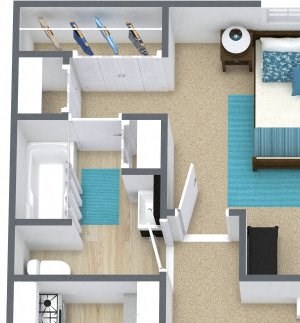 1 bed 1 bath - C